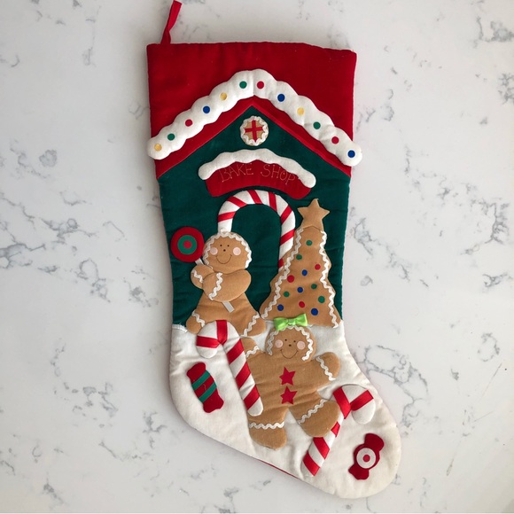 Gingerbread Felt Christmas Stocking - Picture 1 of 5